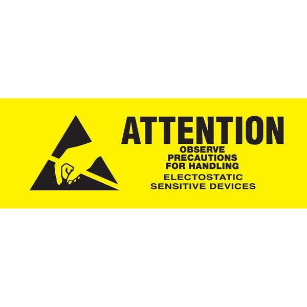 Decker Tape Products Label, DL9030, ATTENTION OBSERVE PRECAUTIONS ELECTROSTATIC, 5/8" X 2" DL9030